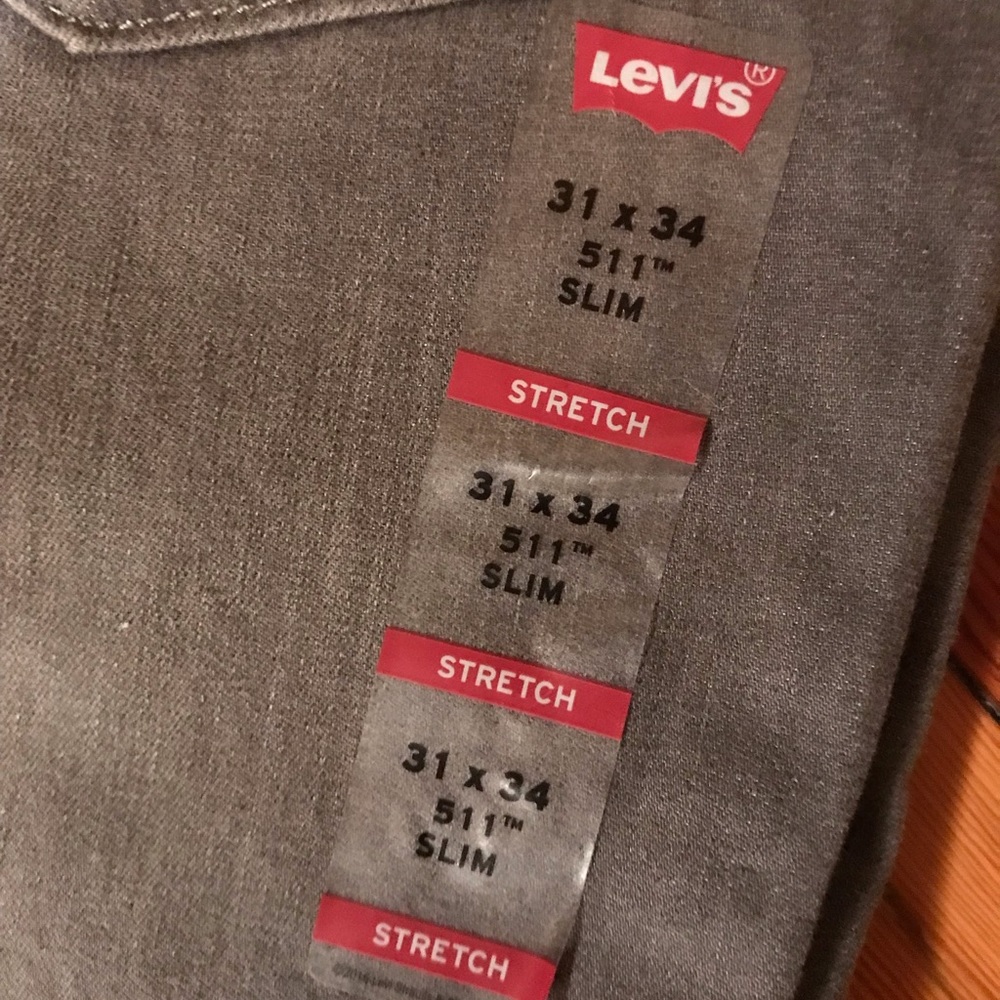 Levi Mens 511 Jeans Gray waist 31 leg 34